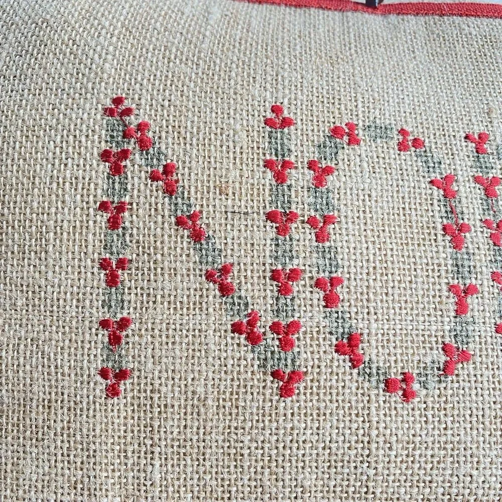 Christmas NOEL Pillow Burlap Bells On Top And Bottom 16x12